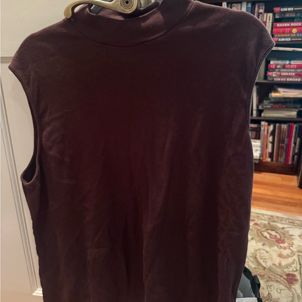 Mountain Lake Sleeveless Mock Neck Tank in Deep Brown